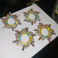 Alloy Exaggerated Flower Rhinestone Geometric Round Stud Earrings With Silver Pins For Women view 2