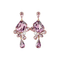 Copper Rhinestone Square Teardrop Stud Earrings Light Luxury Geometric Elegant Style view 5