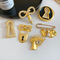 2026 New Zircon Alloy Key Brooch Geometric Light Luxury European American Fashion Accessory view 1