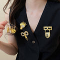 2026 New Zircon Alloy Key Brooch Geometric Light Luxury European American Fashion Accessory view 2