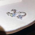 Korean Style Copper Zircon Asymmetric Pearl Clip-on Earrings, Elegant Geometric Round Ear Cuffs view 2