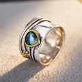 Vintage Water Drop Sticker Ring For Women Daisy Flower Line Two Tone Plated Cross Border Jewelry view 3
