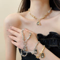 Irregular Triangle Diamond-Studded Alloy Necklace Bracelet Jewelry Set Old Money Style Elegant Fashion Accessories view 2