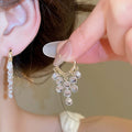 Artificial Crystal Heart Tassel Drop Earrings Sweet Playful Light Luxury Ear Jewelry view 4