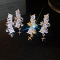 Sparkling Starburst Copper Rhinestone Clip-on Earrings For Women Luxury Geometric Ear Cuff view 4