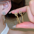 2026 Fashion Copper Zircon Iris Flower C Shape Stud Earrings Minimalist Light Luxury Jewelry view 1
