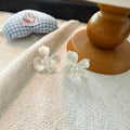 Elegant Cream Matte Petal Flower Studs With Pearl Center Alloy Silver Pin Fashion Earrings view 4