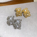 French Style Copper Zircon Flower C Shape Stud Earrings Light Luxury Earrings For Women view 2