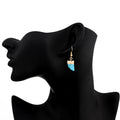Gold Tone Turquoise Horn-Shaped Stone Drop Earrings with Hooks view 4