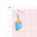Gold Tone Turquoise Horn-Shaped Stone Drop Earrings with Hooks view 5
