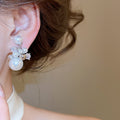 Korean Style Zircon Faux Pearl Geometric Round Clip-on Earrings For Women Light Luxury view 3