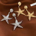 2026 European Style Alloy Starfish Wrinkled Metal Stud Earrings For Vacation Luxury Jewelry view 2