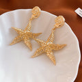 2026 European Style Alloy Starfish Wrinkled Metal Stud Earrings For Vacation Luxury Jewelry view 4