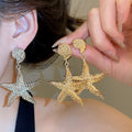 2026 European Style Alloy Starfish Wrinkled Metal Stud Earrings For Vacation Luxury Jewelry view 1