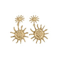 Vintage Alloy Crumpled Round Sunflower Stud Earrings European Style Statement Metal Jewelry view 5