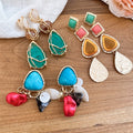Bohemian Resin Shell Irregular Triangle Stud Earrings Vintage Ethnic Geometric Women's Jewelry view 3