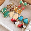 Bohemian Resin Shell Irregular Triangle Stud Earrings Vintage Ethnic Geometric Women's Jewelry view 1