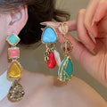 Bohemian Resin Shell Irregular Triangle Stud Earrings Vintage Ethnic Geometric Women's Jewelry view 2