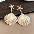 European Style Iron Metal Starfish Shell Drop Earrings For Women, Fashion Ocean Design view 3