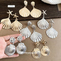 European Style Iron Metal Starfish Shell Drop Earrings For Women, Fashion Ocean Design view 1