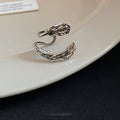 2026 New French Double Layer Textured Copper Leaf Clip-on Earrings For Women view 2
