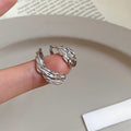 2026 New French Double Layer Textured Copper Leaf Clip-on Earrings For Women view 4
