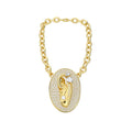 Vintage Old Money Alloy Oval Zircon Pearl Sweater Necklace, Geometric Statement Collarbone Chain view 5