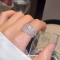 2026 Sparkling Multilayer Faux Crystal Beaded Open Ring Modern Minimalist Geometric Round Design view 3