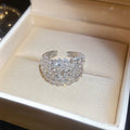 2026 Sparkling Multilayer Faux Crystal Beaded Open Ring Modern Minimalist Geometric Round Design view 2