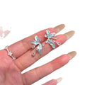 Blue Floral Copper Stud Earrings For Women Sweet Fairy Style Delicate Fashion Jewelry view 5