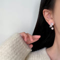 French Elegant Geometric Round Faux Pearl Zircon Silver Needle Stud Earrings view 2