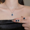 Elegant Light Luxury Copper Oval Zircon Stud Earrings Ring Necklace Jewelry Set view 4