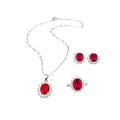 Elegant Light Luxury Copper Oval Zircon Stud Earrings Ring Necklace Jewelry Set view 5