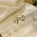 Light Luxury Copper Heart Zircon Stud Earrings With Silver Posts For Women view 4