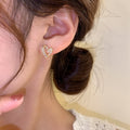 Light Luxury Copper Heart Zircon Stud Earrings With Silver Posts For Women view 3