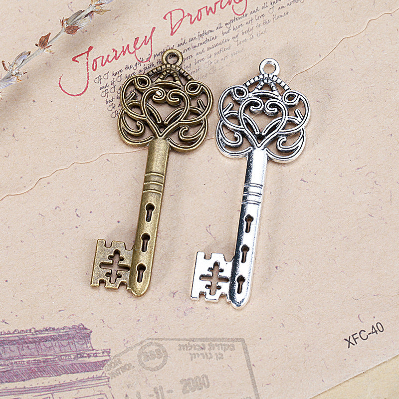 58x21mm Vintage Alloy Ornate Key Charm Pendant
