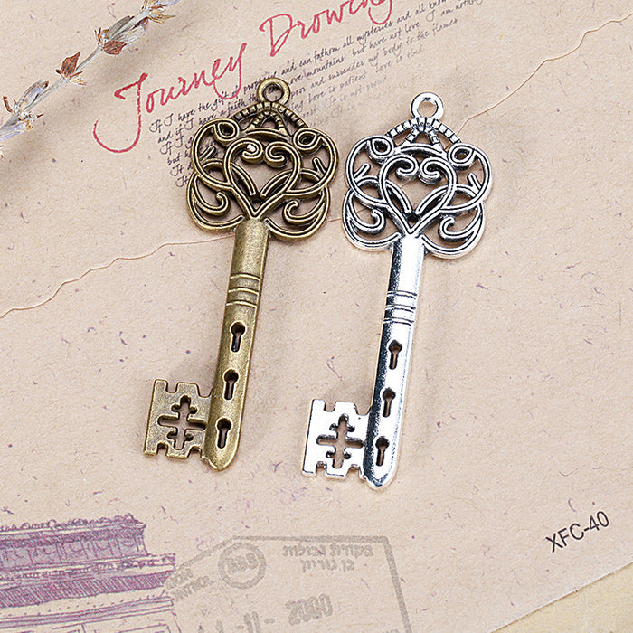 58x21mm Vintage Alloy Ornate Key Charm Pendant