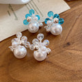 Korean Sweet Beaded Faux Pearl Geometric Round Stud Earrings, Light Luxury Minimalist Fashion view 4