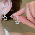 Sparkling Zircon Star Stud Earrings for Women, Copper Playful Light Luxury Sweet Style view 3