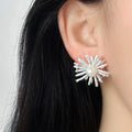 Fresh Style Copper Flower Firework Pearl Stud Earrings For Women Sweet Light Luxury Jewelry view 4