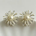 Fresh Style Copper Flower Firework Pearl Stud Earrings For Women Sweet Light Luxury Jewelry view 1