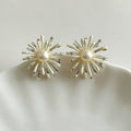 Fresh Style Copper Flower Firework Pearl Stud Earrings For Women Sweet Light Luxury Jewelry view 3
