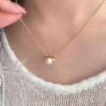 Old Money Style Faux Pearl And Sparkling Zircon Geometric Round Collarbone Necklace For Women view 3