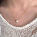 Old Money Style Faux Pearl And Sparkling Zircon Geometric Round Collarbone Necklace For Women view 1