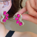 Vintage Court Style Faux Crystal Teardrop Stud Earrings With Silver Pins view 1