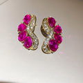 Vintage Court Style Faux Crystal Teardrop Stud Earrings With Silver Pins view 4