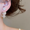 Elegant Light Luxury Faux Pearl Zircon Round Geometric Stud Earrings For Women view 3