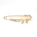 Crystal Floral Safety Pin Brooch with Delicate Branch Detail view 3