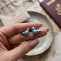 Vintage Alloy Little Bird Turquoise Inlay Stud Earrings For Women, Ethnic Minimal Creative Jewelry Earrings view 1