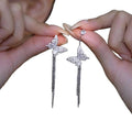 Korean Light Luxury Copper Zircon Butterfly Asymmetric Tassel Drop Earrings For Women view 5